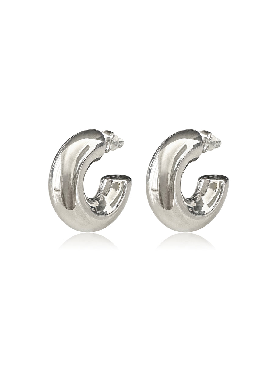 Chunky Hoops Silver Earrings