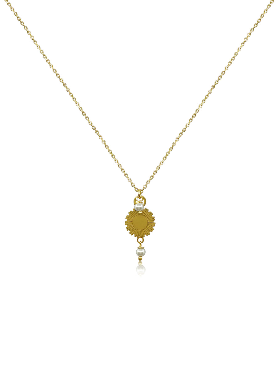 Sun & Pearls Gold Necklace