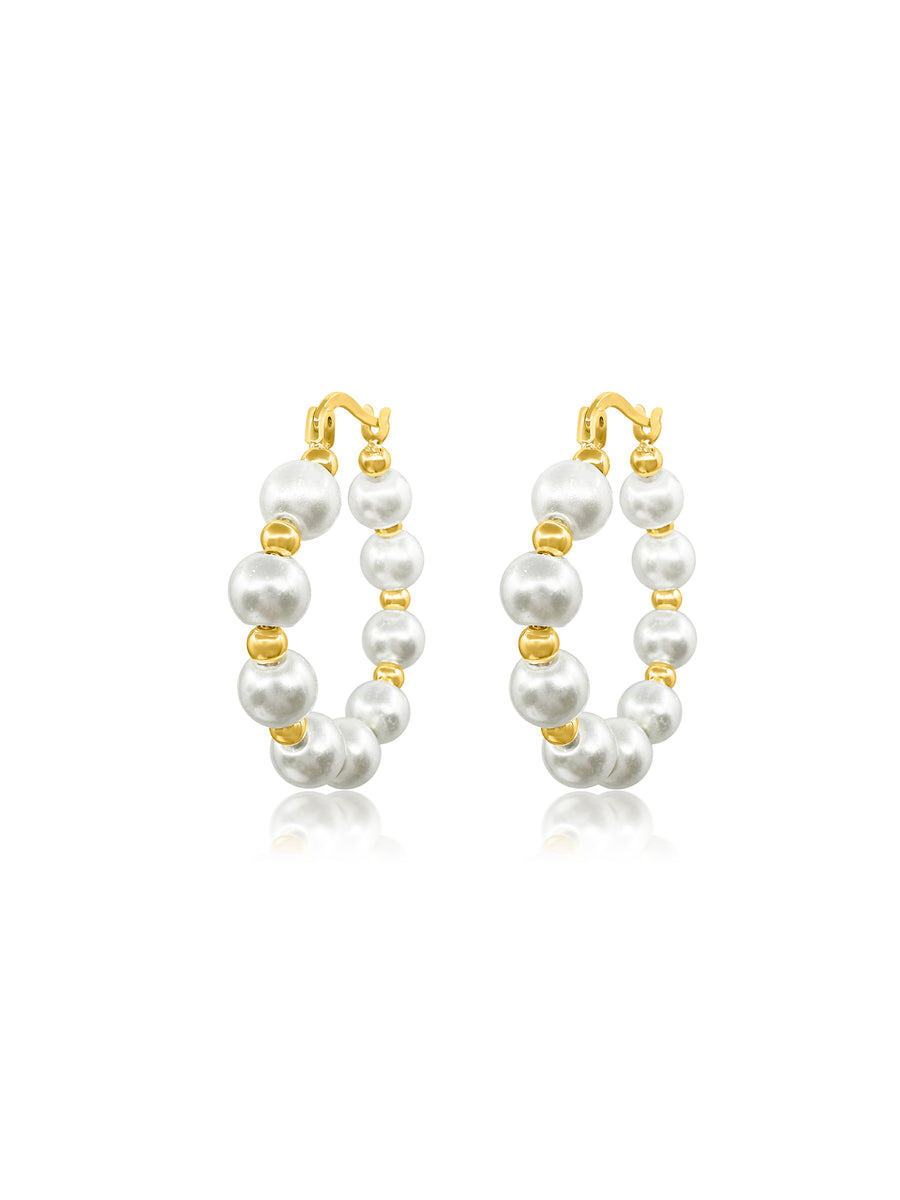 Classic Pearls Hoop Earrings