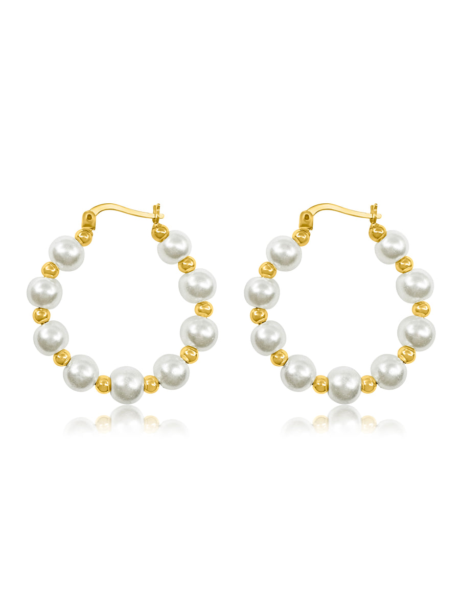 Classic Pearls Hoop Earrings