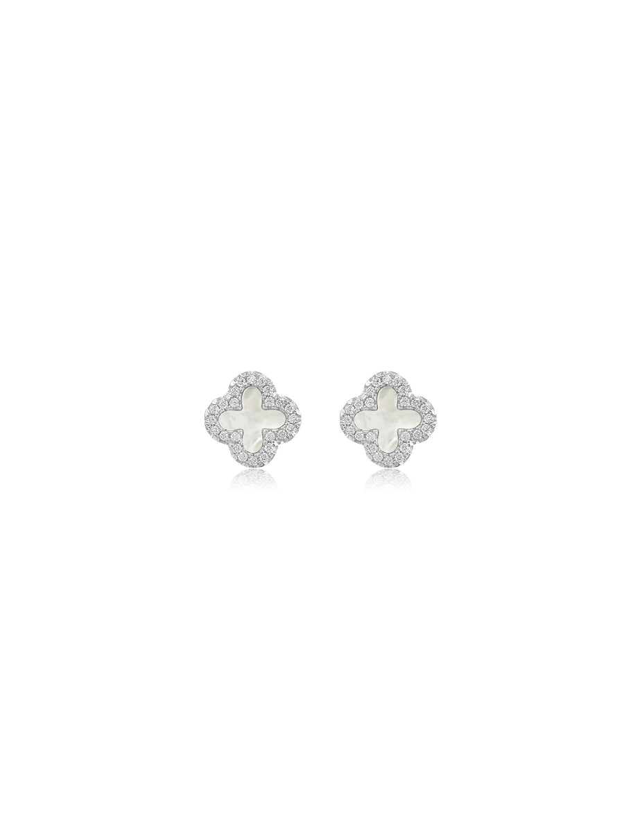 White Clover Stud Earrings