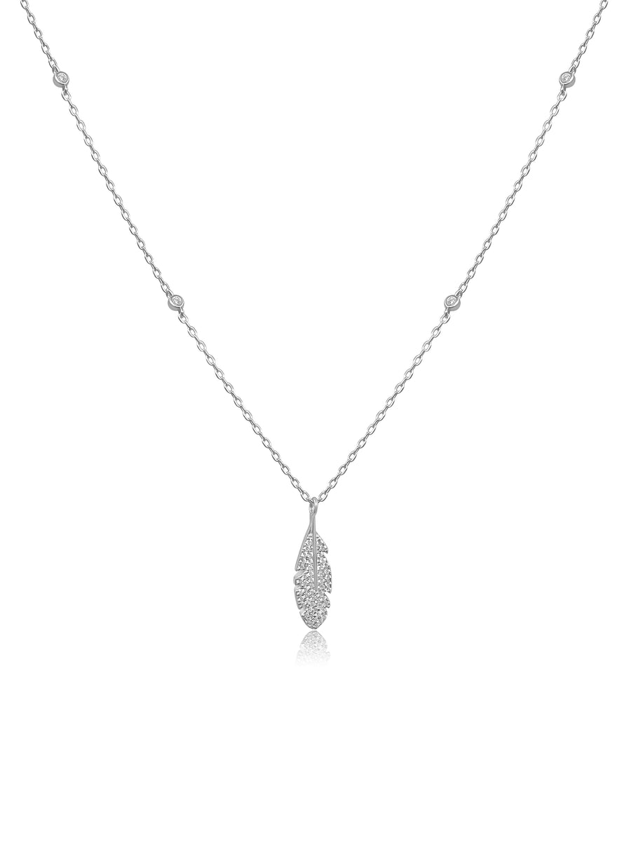 Sparkling Leaf Sterling Silver Necklace