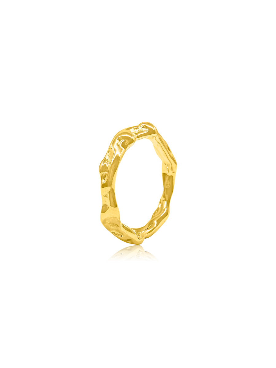 Hammered Texture Gold Ring