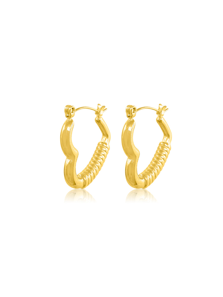 Heart Charm Gold Earrings