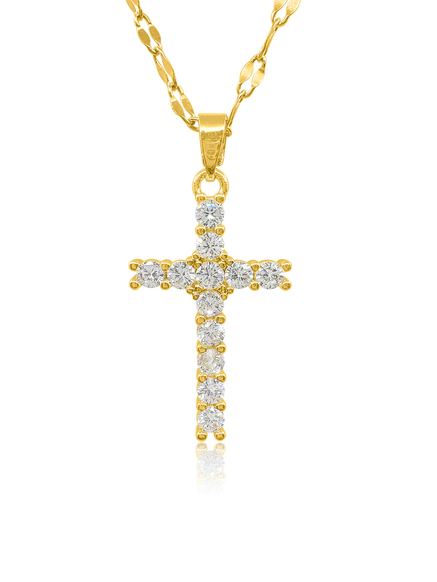 Sparkling Cross Gold Necklace