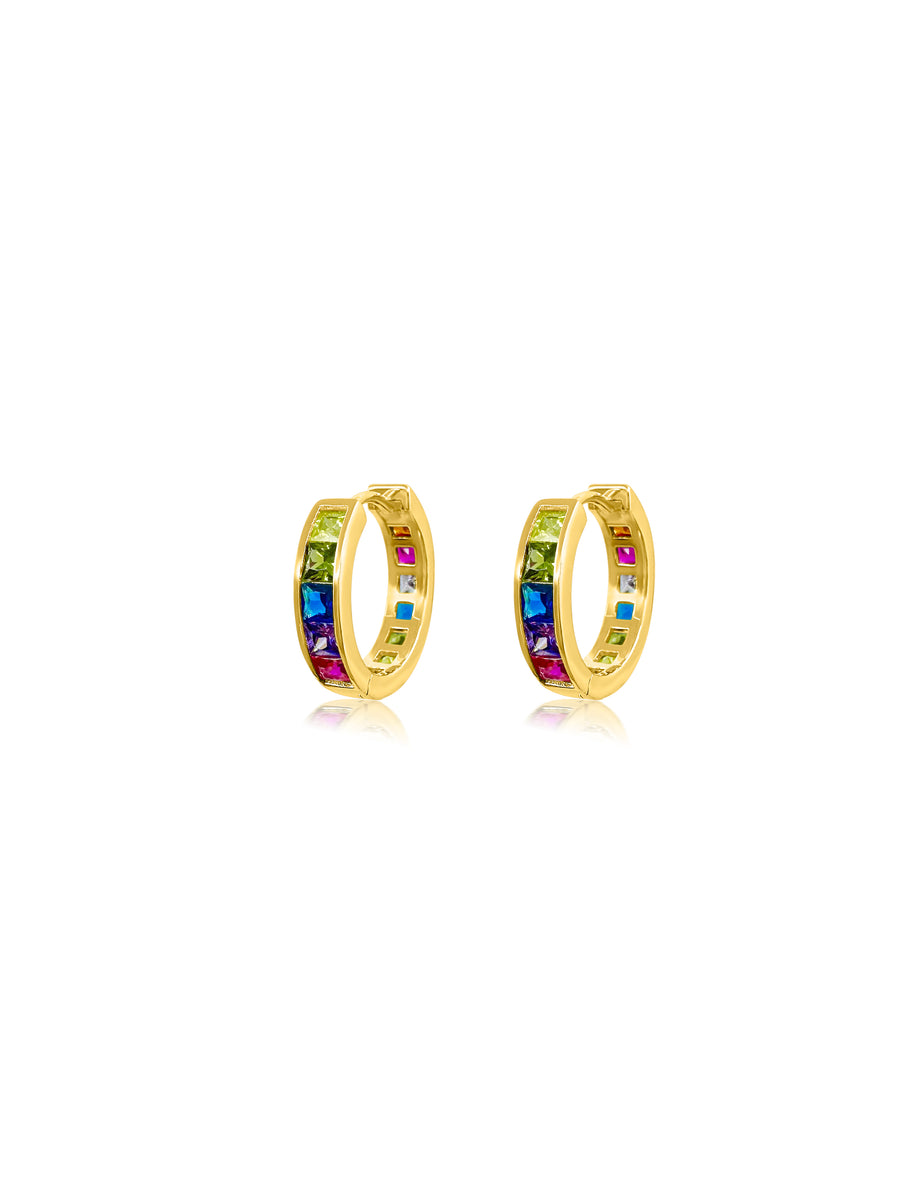 Floral Huggie Gold Earrings