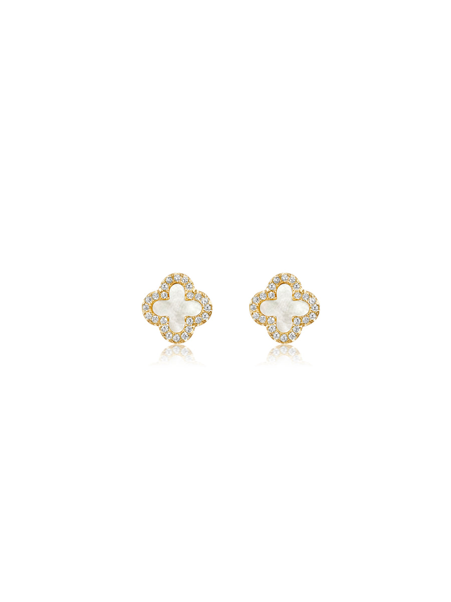 White Clover Stud Earrings